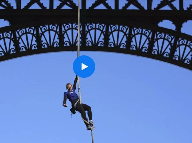Эйфелева башня   - отличное место для спортивных рекордов (видео)