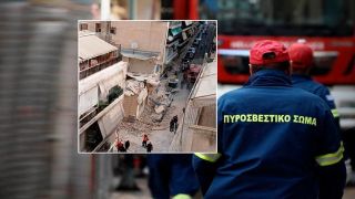Здание обрушилось в Пирее: 1 погиб, трое ранены, 7 арестованы